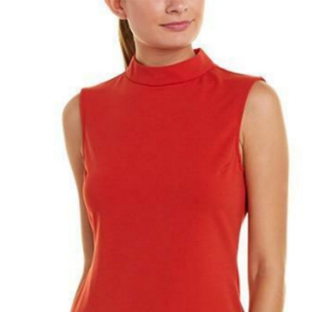 COS‎ Red Orange Mock Neck Sleeveless Blouse